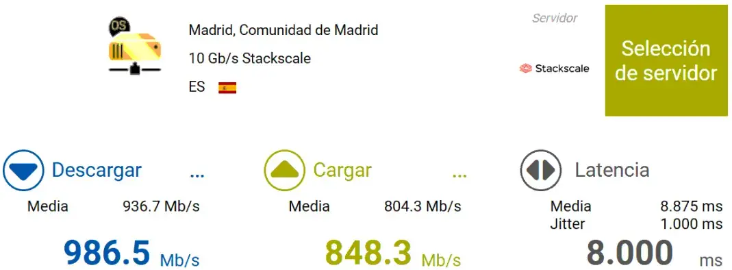 Captura de pantalla de prueba de velocidad en nPerf