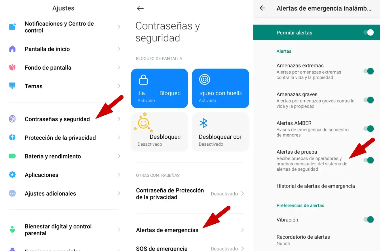 Activar Alertas de prueba en Android