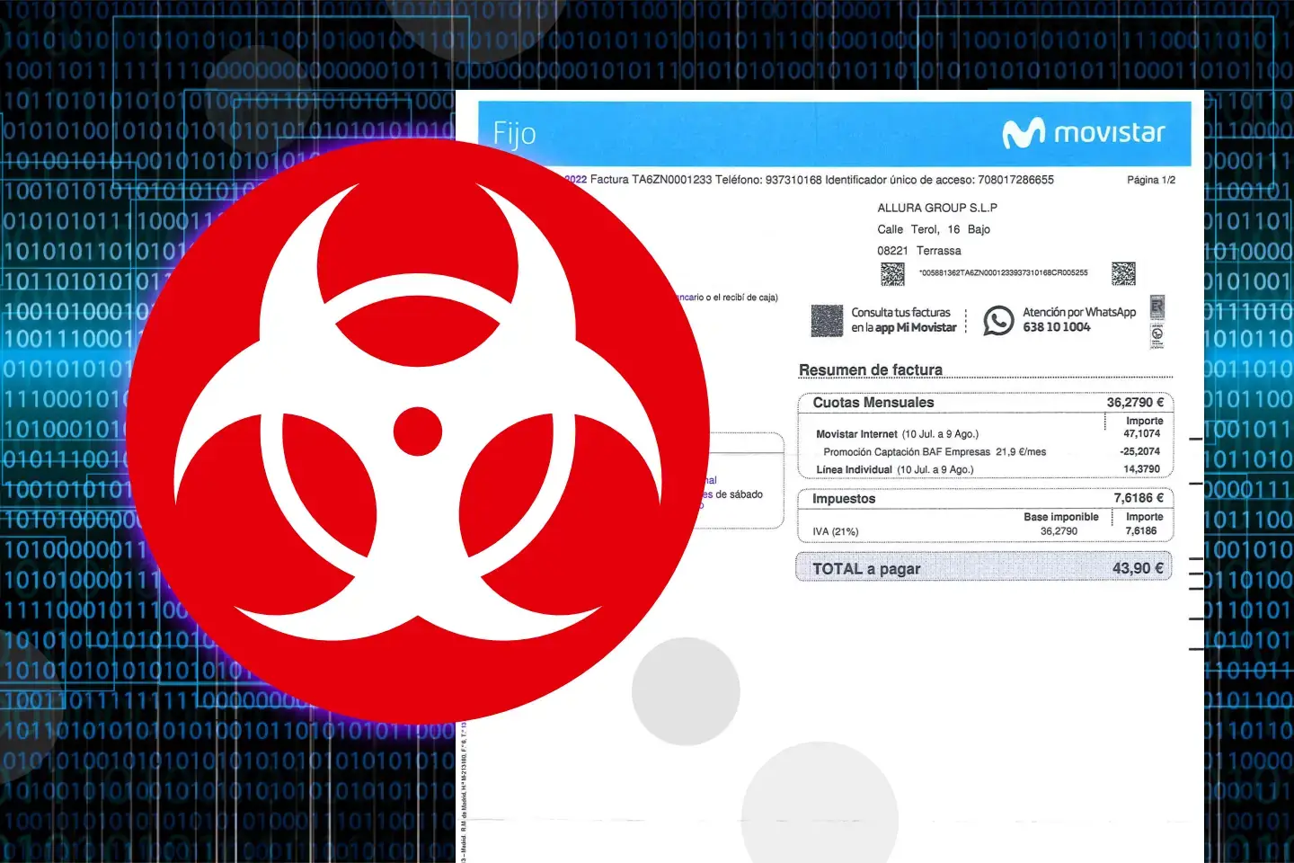 Factura Movistar biohazard datos binarios matrix