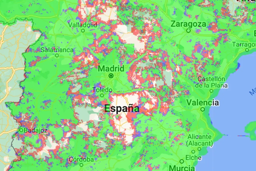 Mapa de cobertura 3G de Vodafone