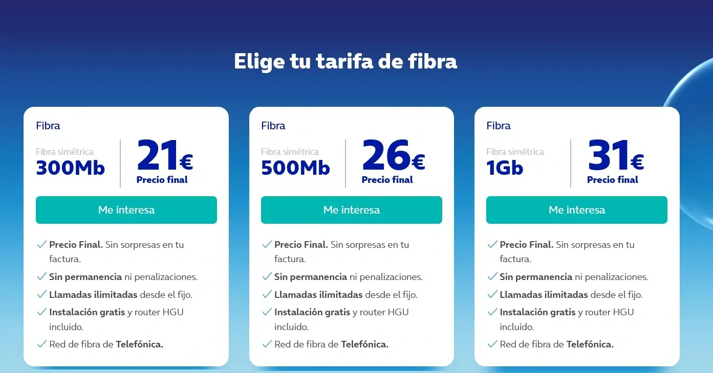 Tarifas fibra O2 x3