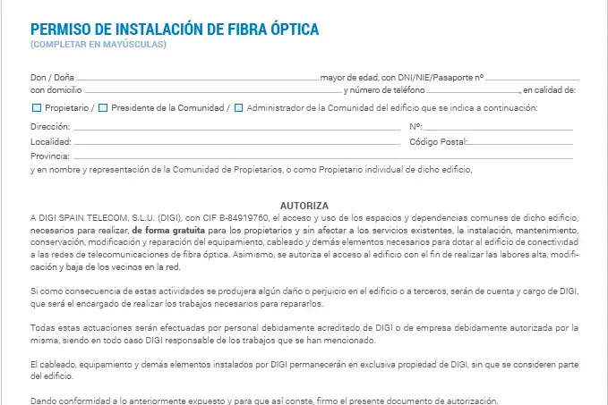 Permiso Instalación Fibra