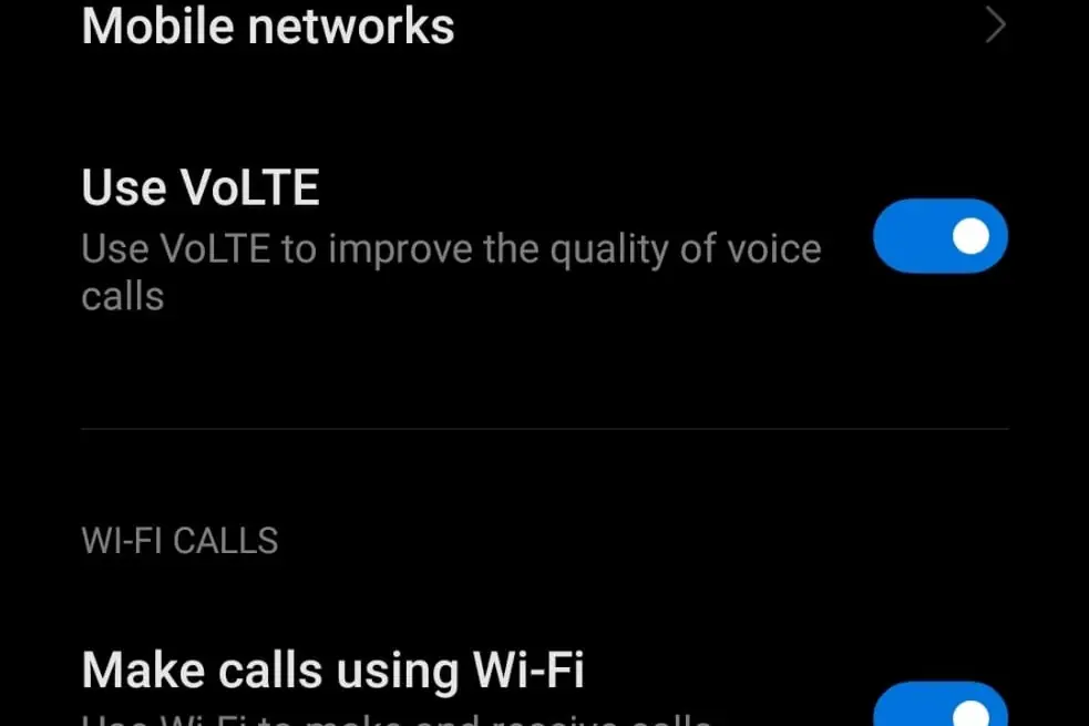 VoLTE y VoWifi en Ajustes