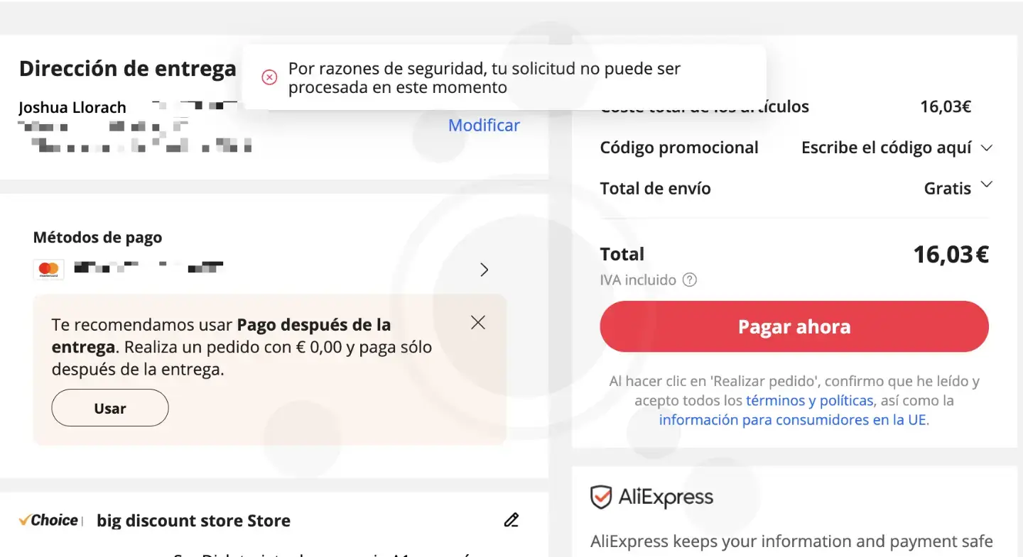 Error AliExpress