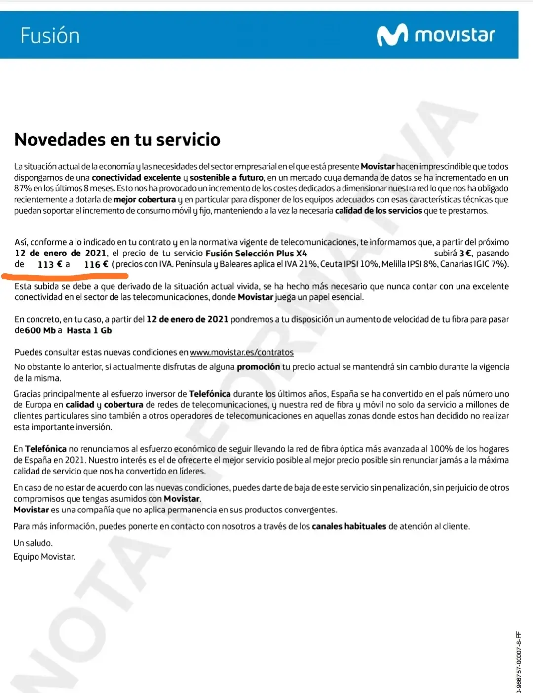 Carta de Movistar