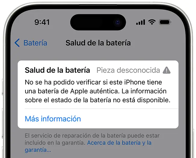 iPhone batería desconocida