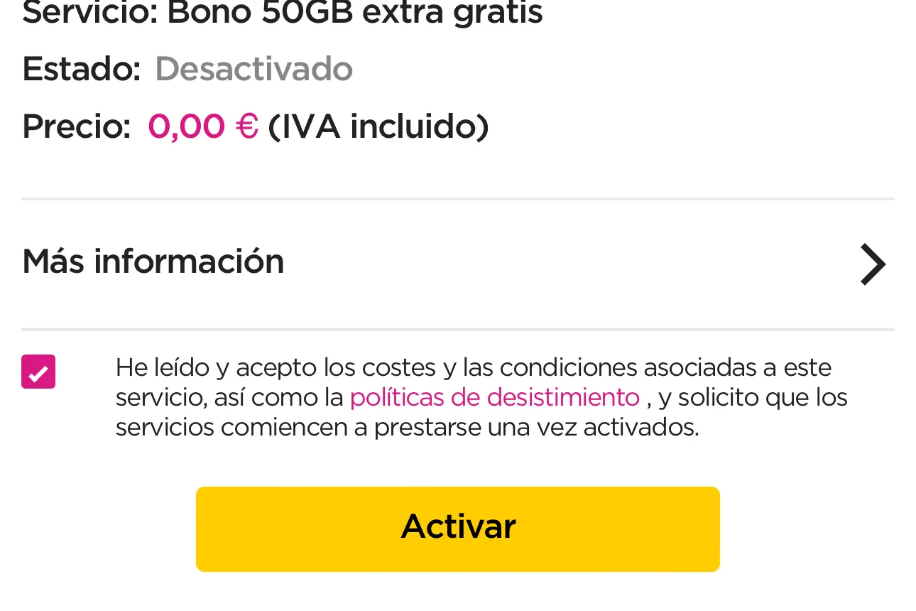 Activación Bono 50 GB Jazztel