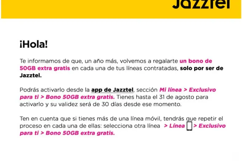 Jazztel 50GB verano 2024