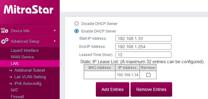 mitrastar-configavanzada-dhcp