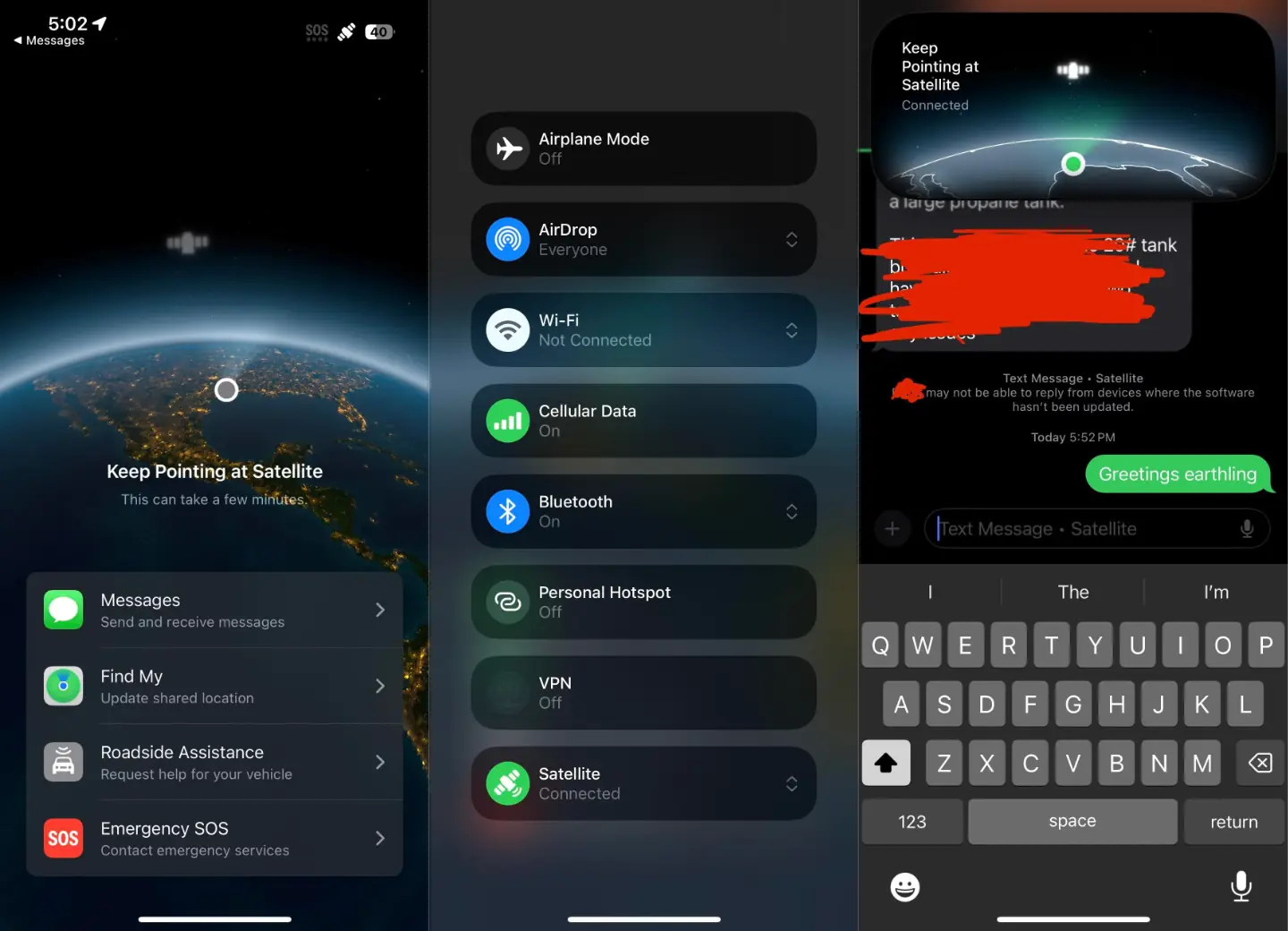 Mensajería satélite en iOS 18