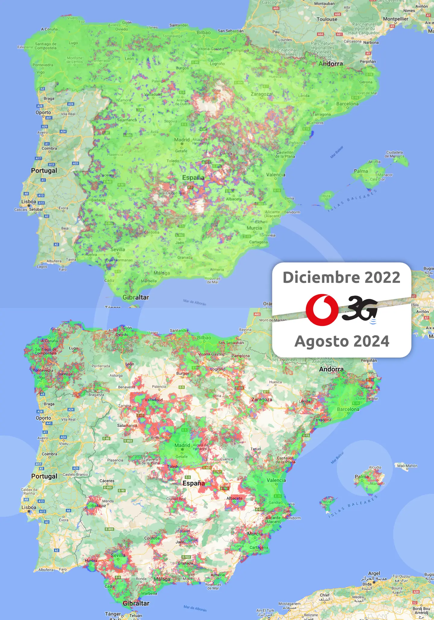 Mapa 3G Vodafone 2022 2024