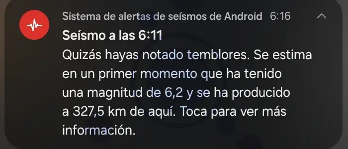 Alerta seísmo en Android