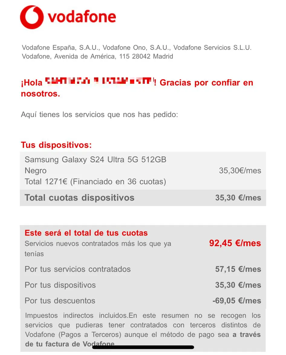 Contrato Vodafone