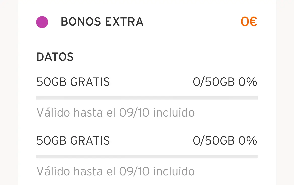 Bono 50GB Simyo duplicado