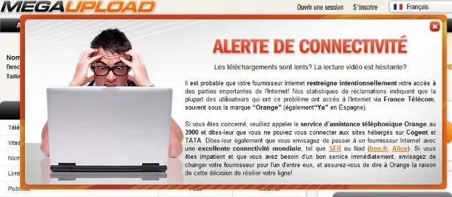 Mensaje de Megaupload