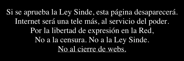 Mensaje sobre el cierre de webs