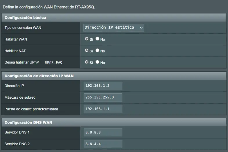 Configuración Asus