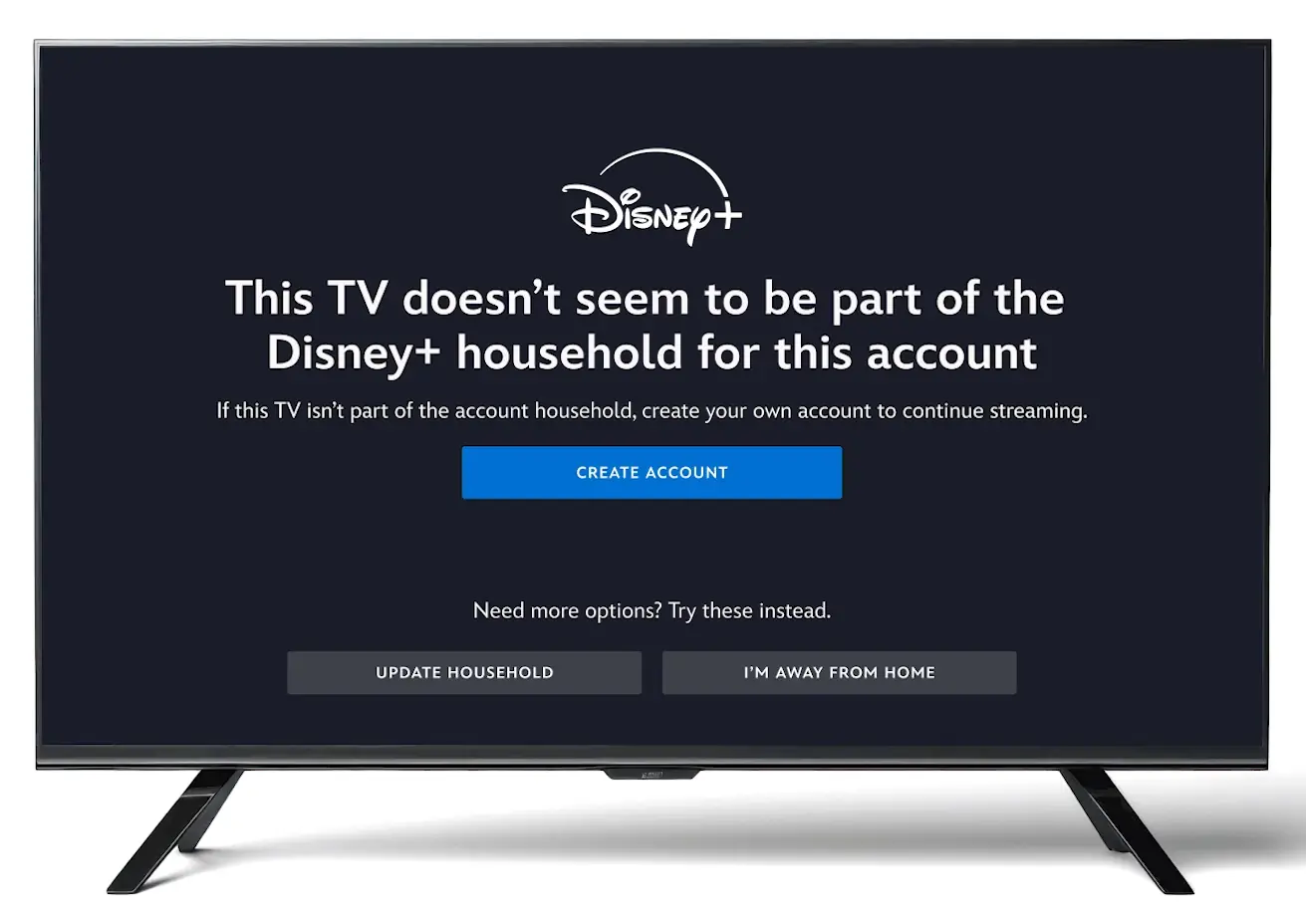 Mensaje Disney+ fuera de casa