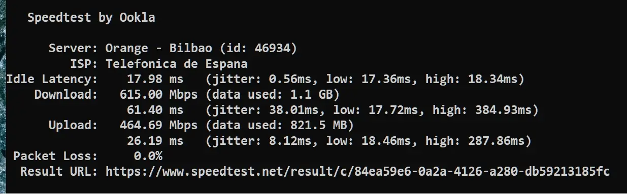 Test linea de comandos