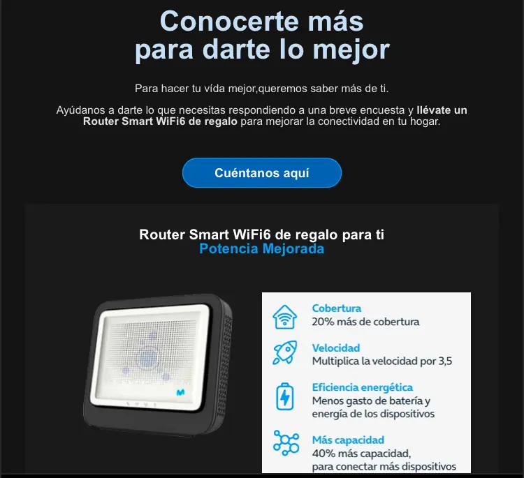 Email encuesta router Movistar