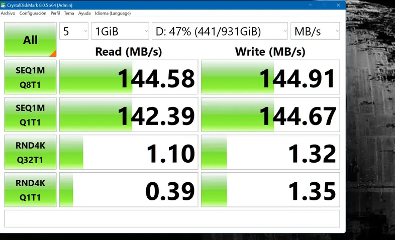 Test de velocidad D