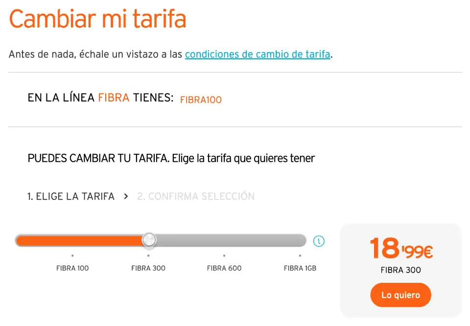 Cambio velocidad fibra Simyo