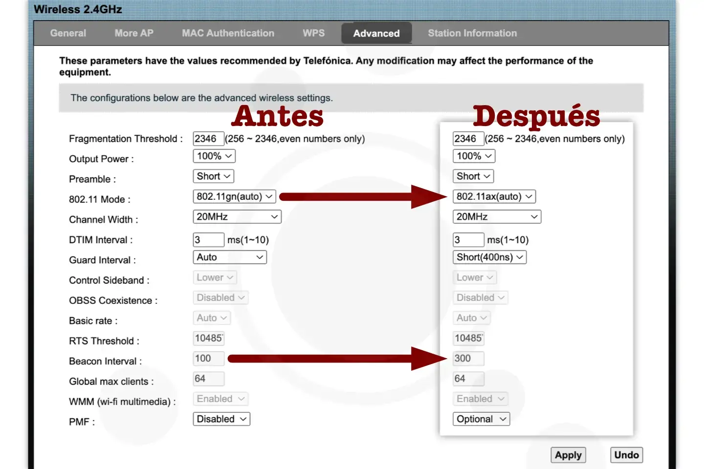 Cambios configuración