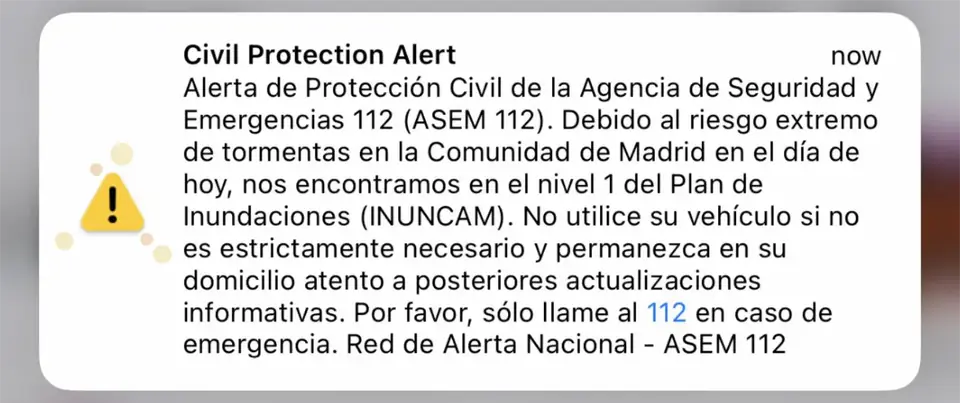 Alerta Protección Civil ASEM 112