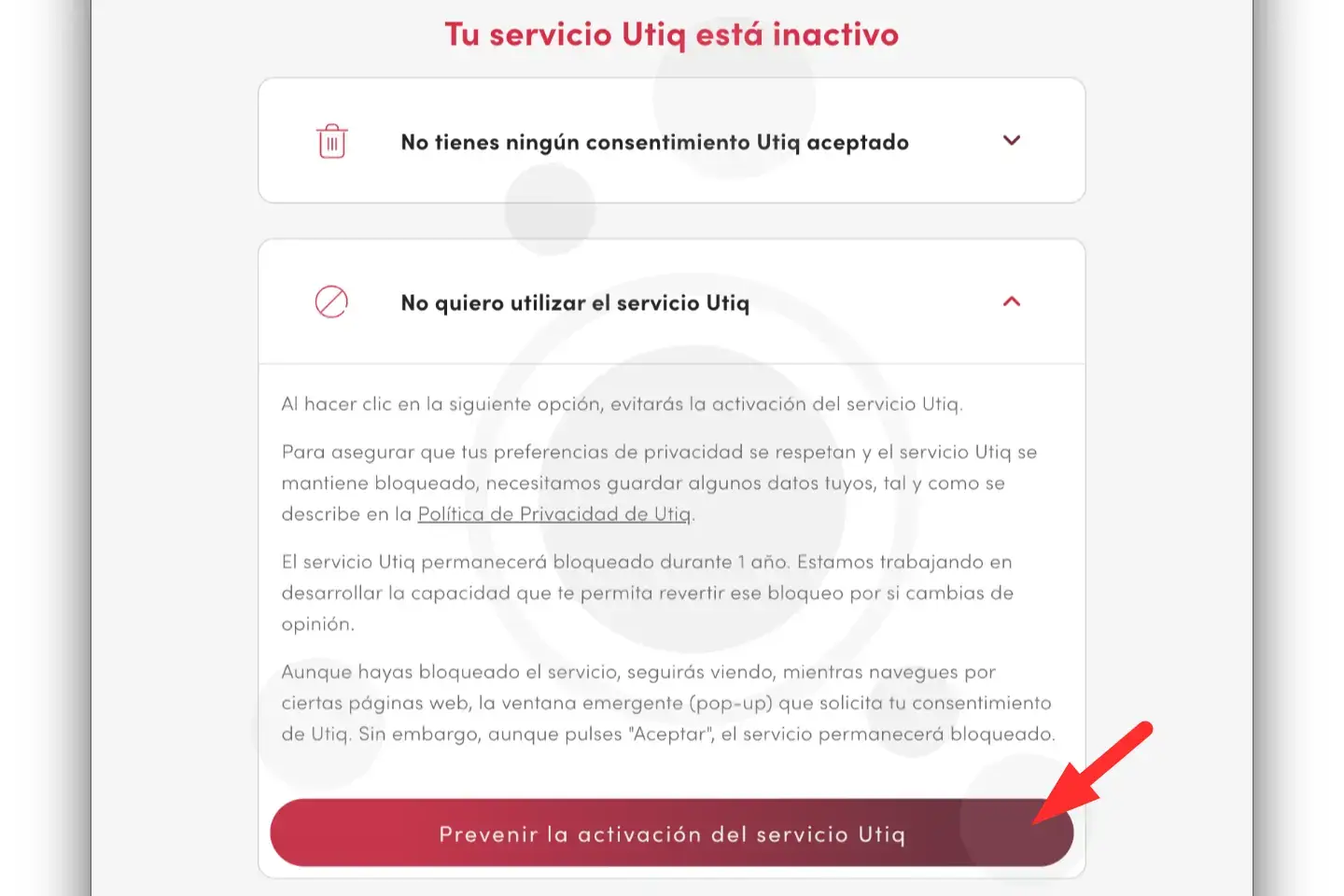 Prevenir activación Utiq