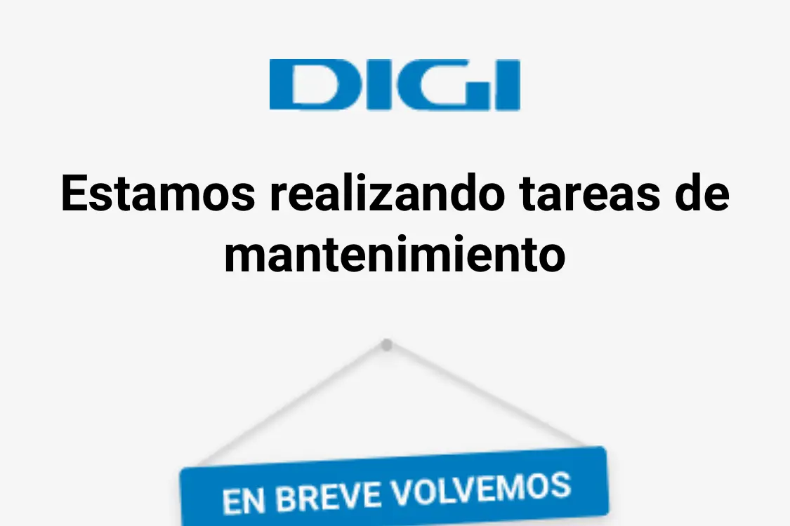 Mensaje en mantenimiento en la web de Digi