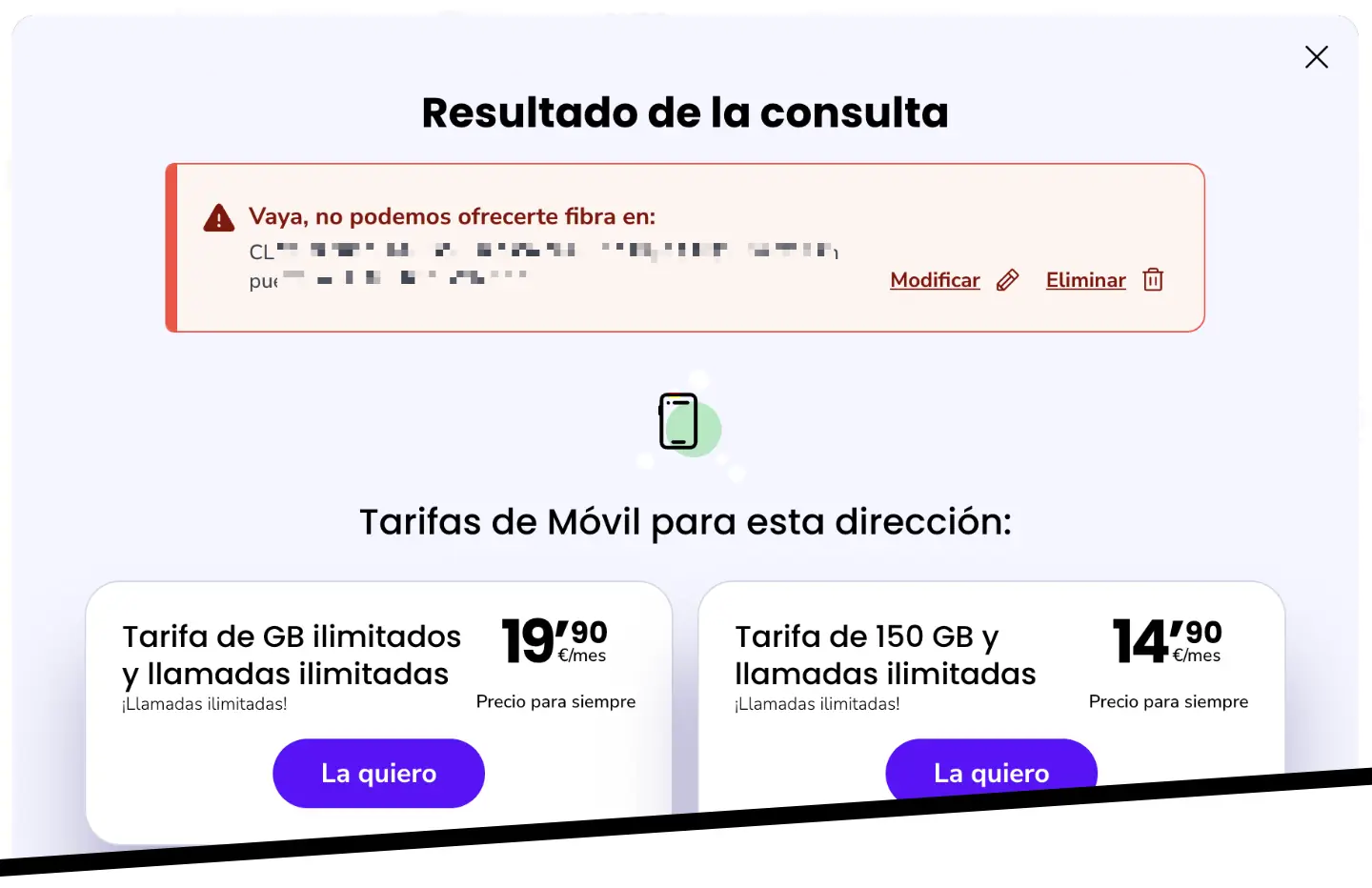 Consulta cobertura fibra Finetwork