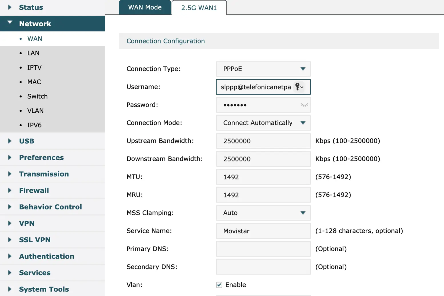 WAN config