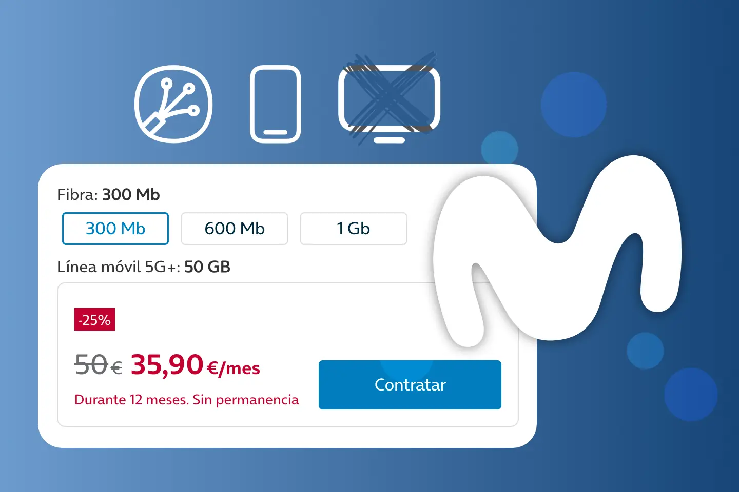 Oferta fibra y móvil Movistar