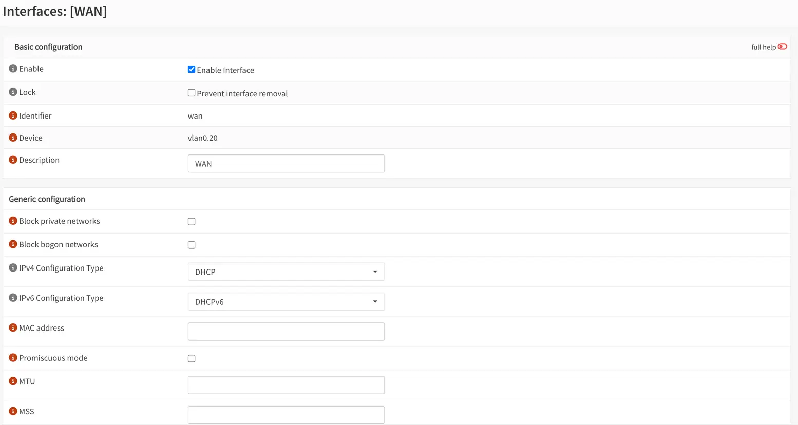 config interface 1