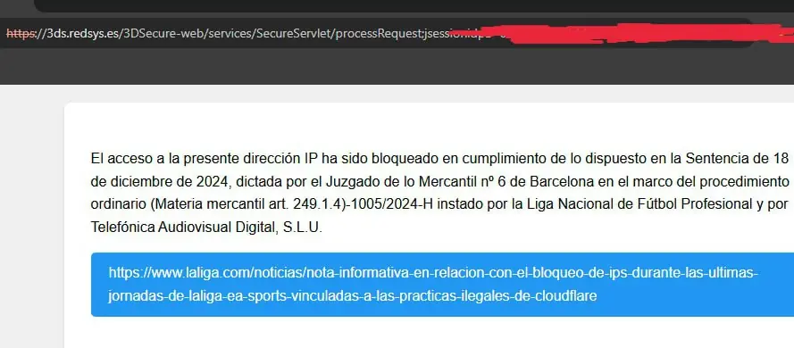 Bloqueo Redsys