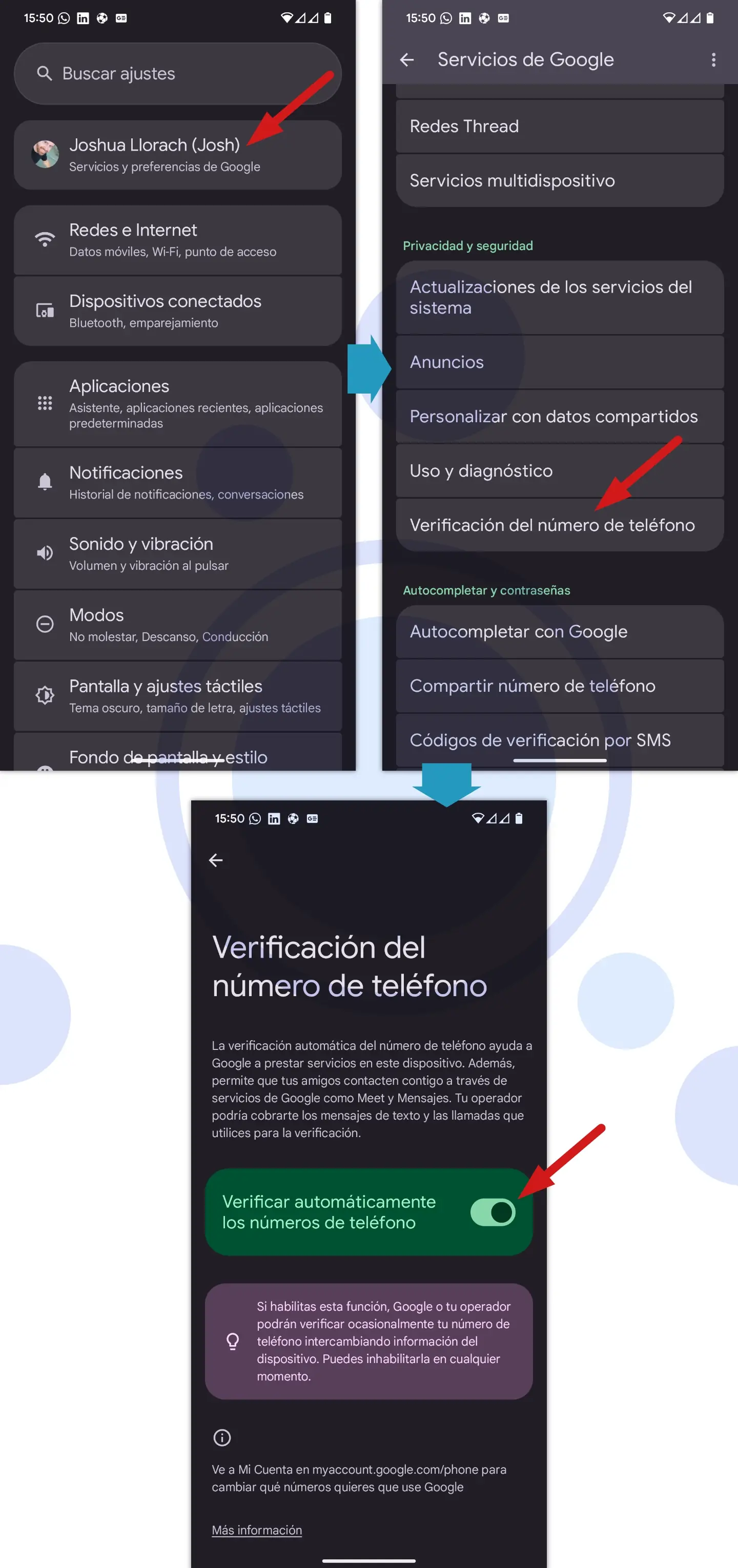 Desactivar verificación número Android