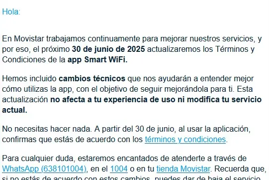 Email de Movistar