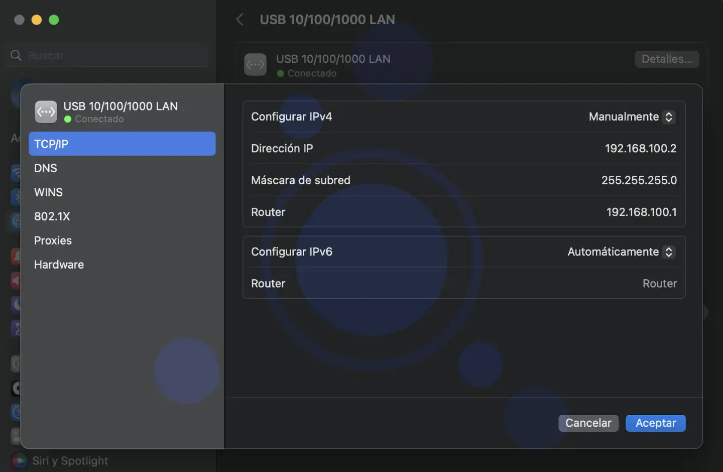 Configuración red MacOS