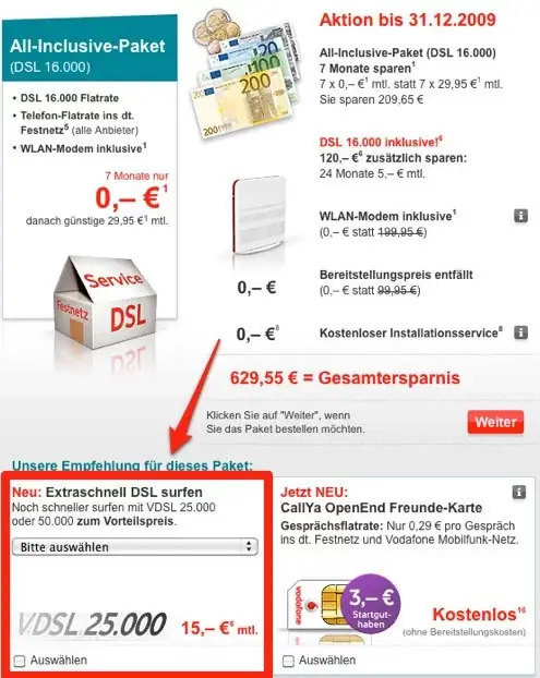 vdsl vodafone