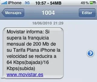 SMS internet móvil iPhone