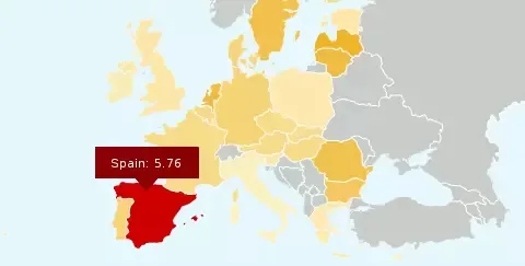 Mapa con la velocidad de Espana