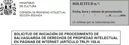 Formulario de denuncia Ley Sinde