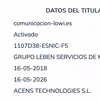 El dominio está registrado a nombre de una empresa de…