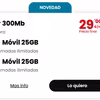 Fibra 300Mb + 2 líneas móviles con 25 GB acumulables cada una por 29 €