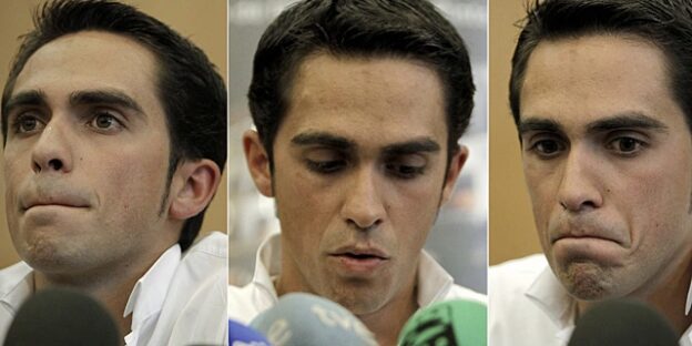 Tres momentos de Contador durante su conferencia de prensa. (Alberto di Lolli)